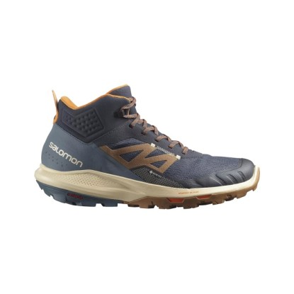 Salomon Outpulse Mid Ebony/Bleached Sand/Vibrant Orange Gore-Tex Erkek Outdoor Bot - L41589500 - Lacivert