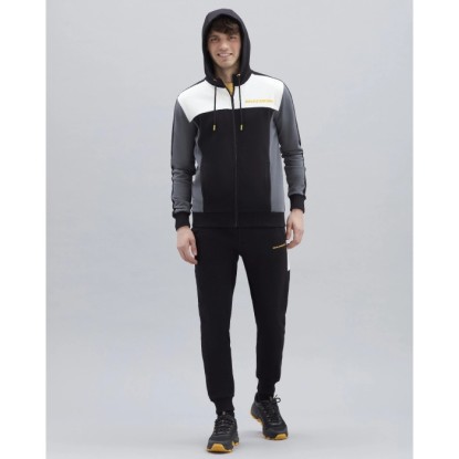 Skechers M Terry Fleece Colorblock Full Zip Hoodie S221041-001 - Erkek Siyah Fermuarlı Eşofman Üstü - Siyah