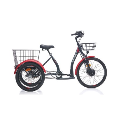 Carraro ePack 2.1 Nex-3 HD Elektrikli Üç Tekerlekli Bisiklet - Mat Siyah-Kırmızı-Gri