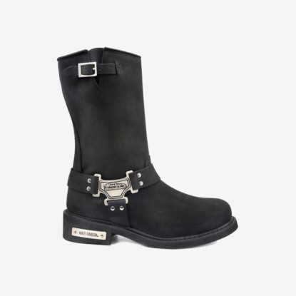 Harley Davidson Bailey Siyah Nubuk Kadın Bot - Siyah