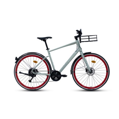 Carraro Commuter 18-V HD Şehir Bisikleti - Çimento Grisi-Kırmızı
