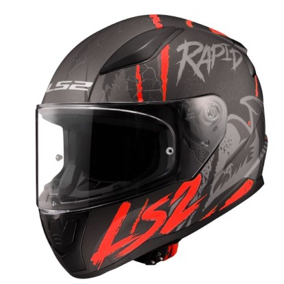 LS2 Rapid 2 Raven Kapalı Kask - Mat Siyah-Beyaz-Kırmızı