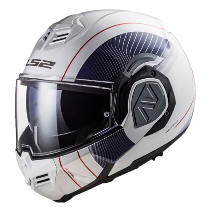 LS2 Advant Cooper Çene Açılır Kask - Beyaz-Mavi