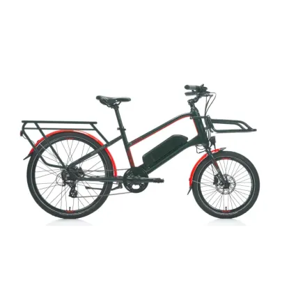 Carraro eLorry 2.1 Unisex Mini Velo 7-V HD Elektrikli Şehir Bisikleti - Mat Siyah-Kırmızı-Gri