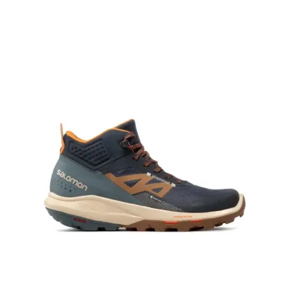 Salomon Outpulse Mid Ebony/Bleached Sand/Vibrant Orange Gore-Tex Erkek Outdoor Bot - L4158950 - Lacivert-Turuncu